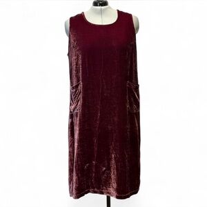 Ulla Popken Velvet Midi Shift Dress, 20W/22W, Burgundy Red, 90s Goth Holidays